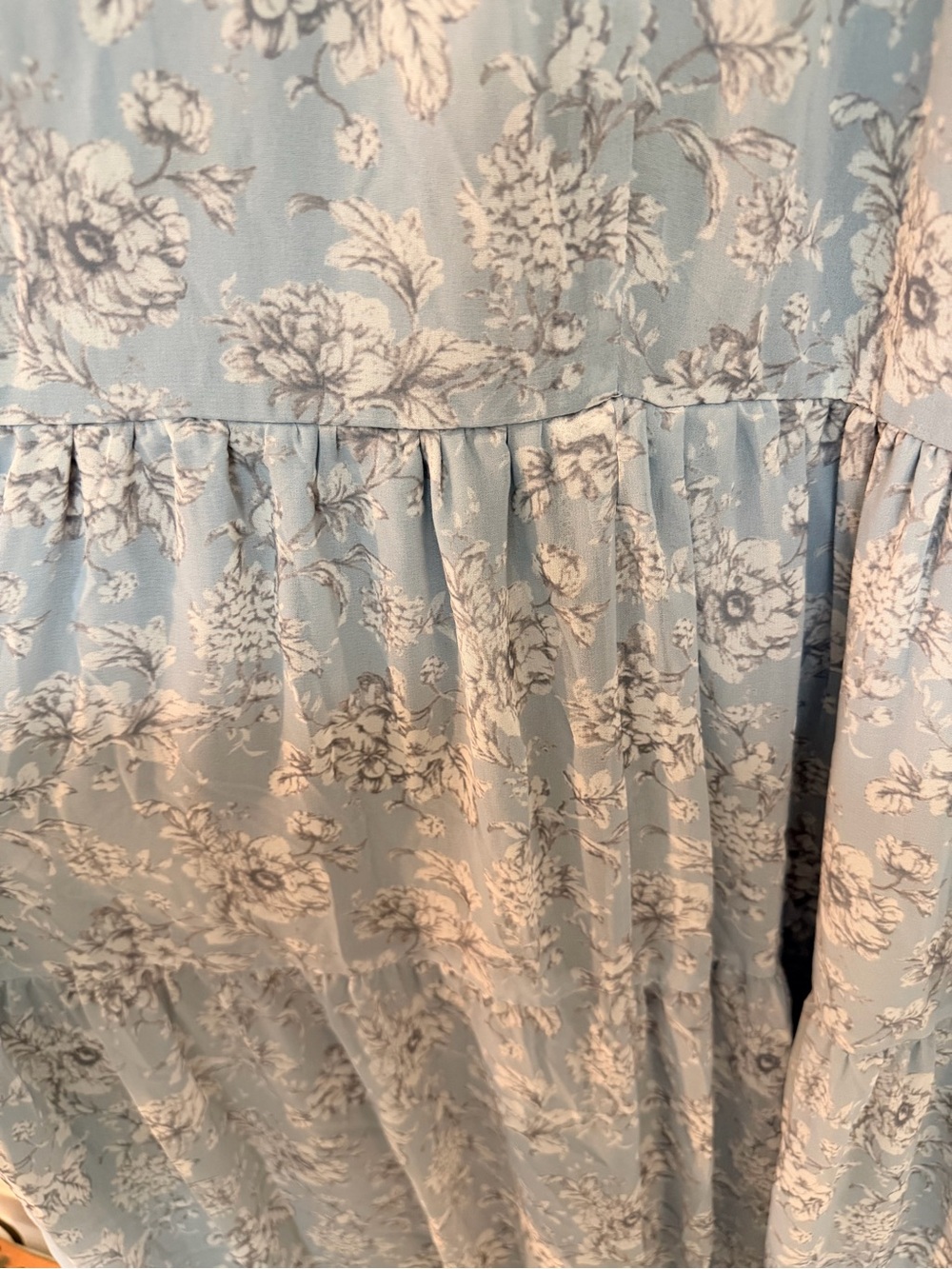 Polagram Blue Floral Tiered Maxi Dress Size Small Cottagecore Boho - Picture 7 of 7